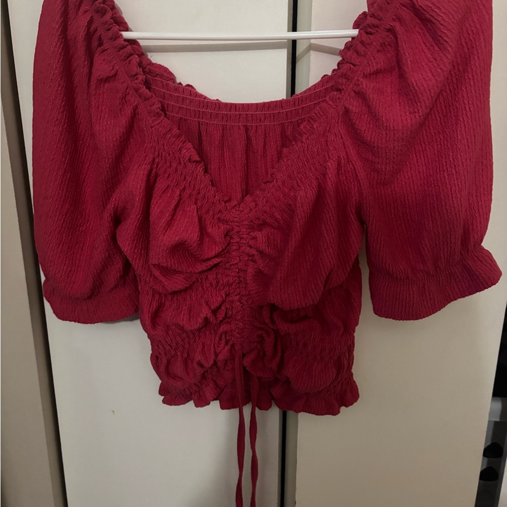 Women's Bright Pink Ruched Top